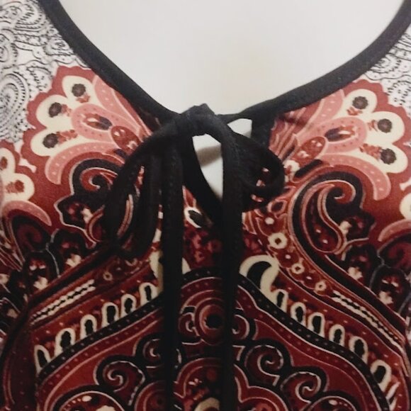 CAROL ROSE SIZE  Xlarge Geometric Print Blouse Top Scoop - Picture 5 of 9